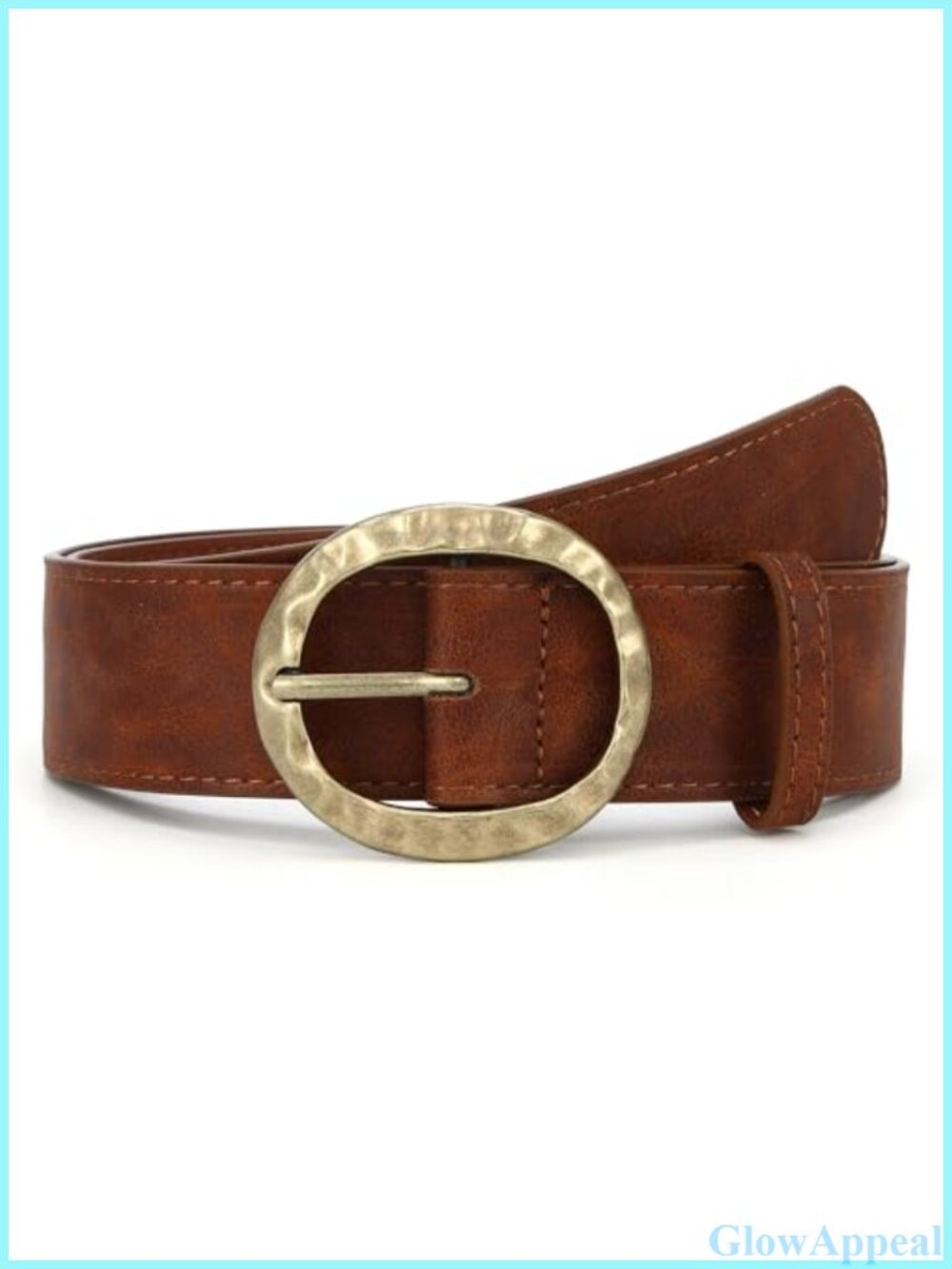 Cowgirl Wide Chunky Faux Leather Belt Oval Buckle Western Waist Belt